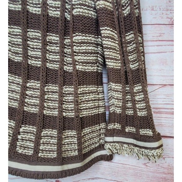 Chicos Women's Fringe Ribbed Knit Cardigan Sweater Size 3 Designer Sleeve Pocket - Picture 11 of 11